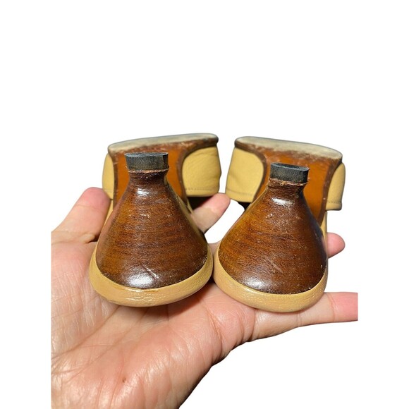 Vintage PRADA 2000’s Tan Pumps Kitten Heels Mules Size 36.5 Y2k Buckle - Picture 14 of 16